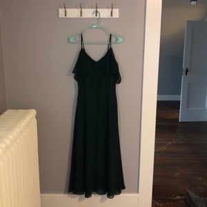 Long emerald zip up dress. Zipper and latch work.